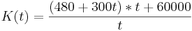 K(t)=\frac{(480+300t)*t+60000}{t}
