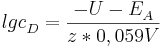 lg c_{D}^{ }=\frac {-U-E_{A}^{ }}{z*0,059V}