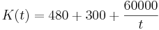 K(t)= 480+300+\frac{60000}{t}