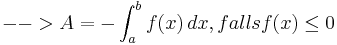 --> A=-\int_{a}^{b} f(x)\, dx, falls f(x)\le0