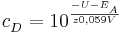 c_{D}^{ }=10^{\frac{-U-E_{A}^{ }}{z 0,059V}}