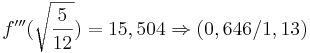 \!f'''(\sqrt{\frac{5}{12}})=15,504\Rightarrow (0,646/1,13)