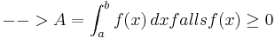 --> A=\int_{a}^{b} f(x)\, dx    falls f(x)\ge0