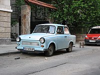 Blue Trabant 601 in Sofia, Bulgaria.jpg